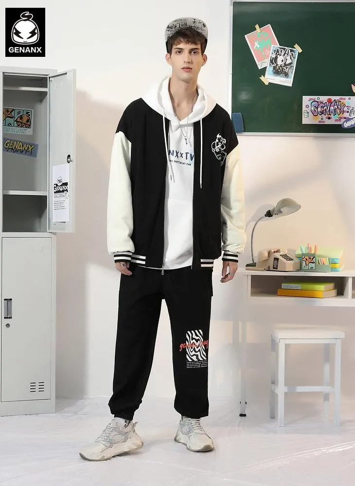 Reversible Color Block Checkerboard Print Jacket